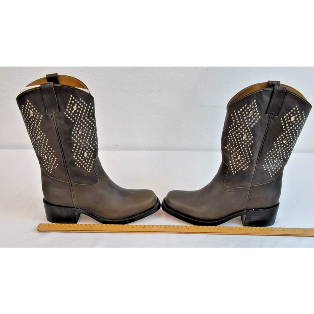 Frye Campus Deco Stud Boots Womens 10B Brown Leather Silver Stud Light Use#W5591 - Picture 13 of 16